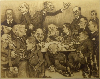 Karikatur Stammtisch-Hotel-National 1931